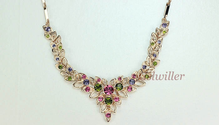 Free Shipping Italina Rigant wholesale 18k Rose Gold Plated Austrian Crystal Jewelry Set The bride suit Necklace and Earring | Украшения и