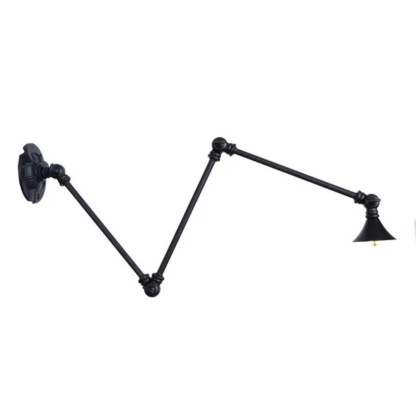 Industrial Three Links Long Arm LED Wall Lamp Loft Decor Retro Sconce Wall Lights Iron Black Telescopic Folding Indoor Lighting