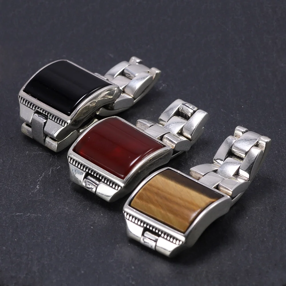 Настоящее Твердое Серебро s925 складные мужские кольца из натурального камня