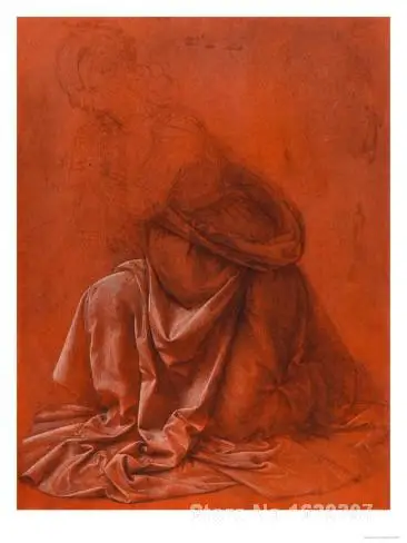Настенные художественные складки одежды женской фигуры Silverpoint Рисование Leonardo Da