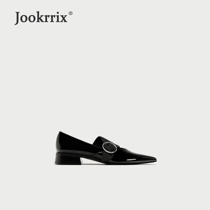 Женская обувь на плоской подошве Jookrrix повседневная из лакированной кожи с острым