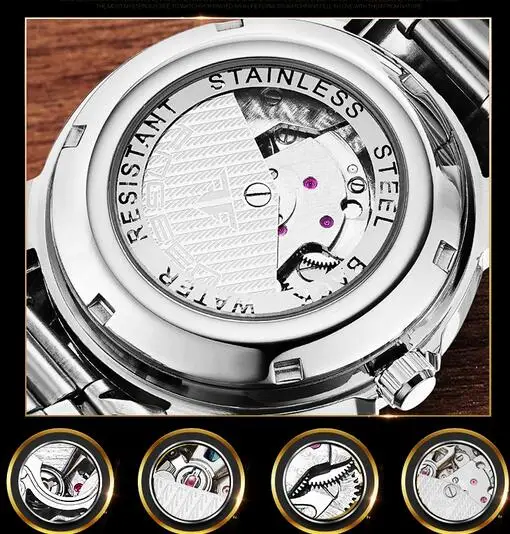 

Top Automatic Hollow Mechanical Watch Men's Waterproof Wristwatch Montre Homme Business Stainless Male Colck Relogio Masculino