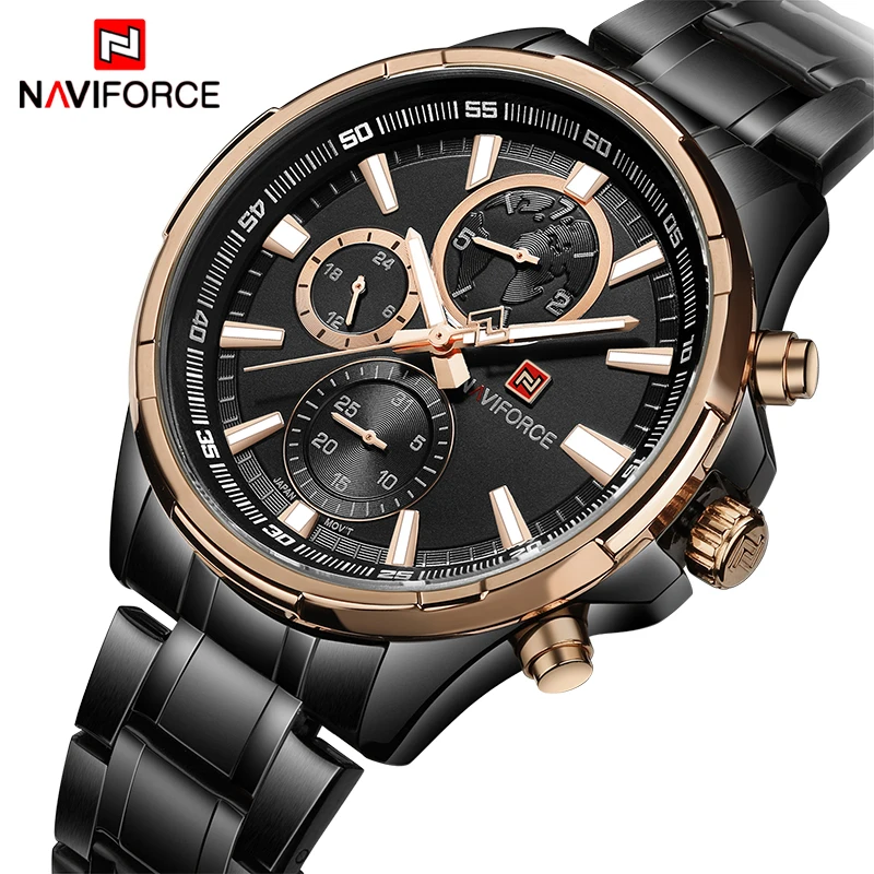 Часы наручные NAVIFORCE Мужские кварцевые люксовые брендовые деловые спортивные с 24