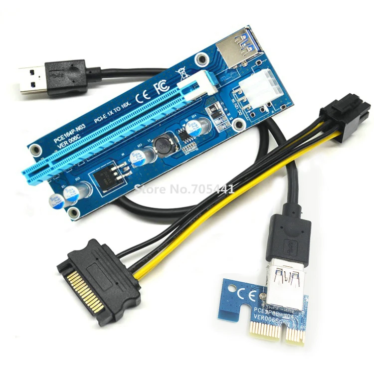 2017 новая карта расширения PCI E Express 1X до 16X USB 3 0 с кабелем удлинителем SATA 6