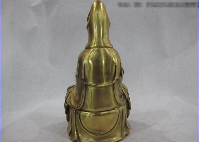 song voge gem S0486 12 Chinese Buddhism Brass Copper Bodhisattva Kwan Yin GuanYin Sit lotus Statue | Дом и сад
