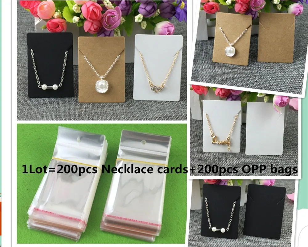 200 шт бумажное ожерелье/подвеска в форме карты s + OPP мешки крафт кулон коричневый
