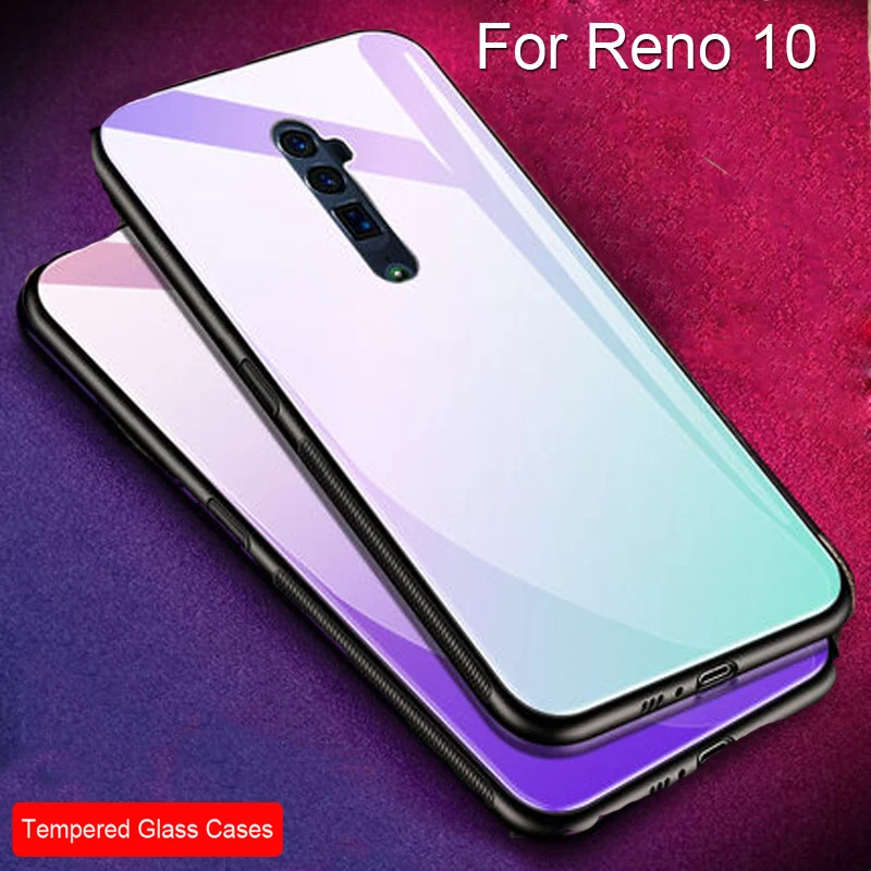 Градиентный чехол из закаленного стекла для OPPO Reno 10 мягкий силиконовый Reno10