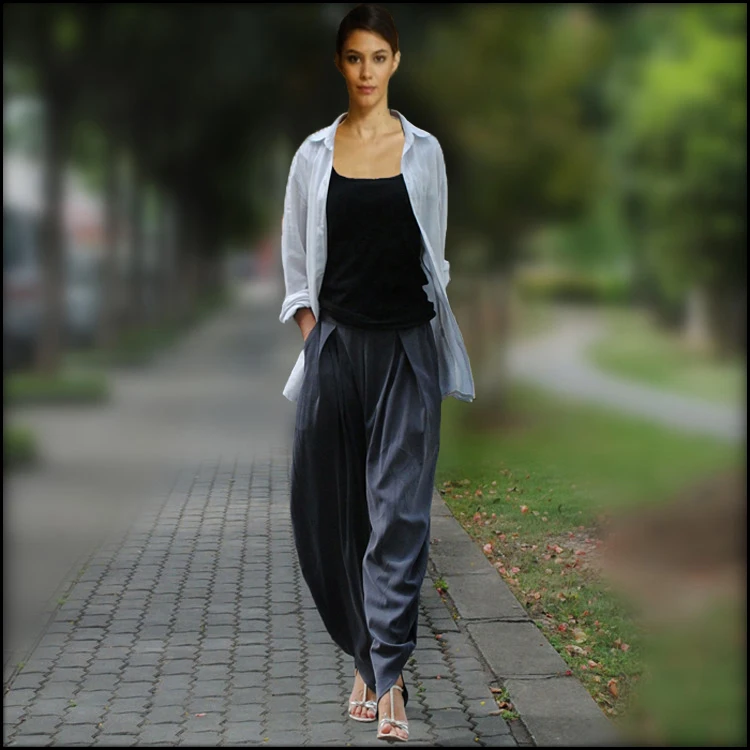

2015 summer new products listed, 15% cotton 85% tencel original designer women's wide-legged pants