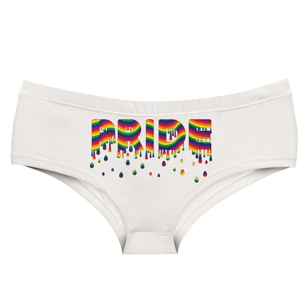 Женские трусики с надписью LEIMOLIS белые радужные забавным принтом милые пуш-ап