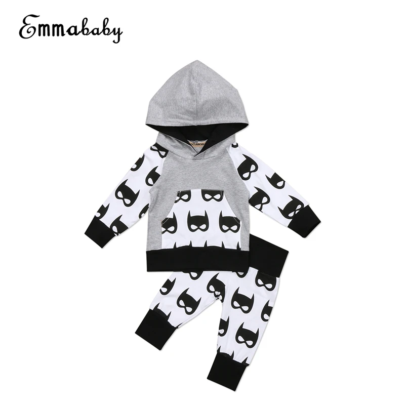 Baby Boy Batman Clothes Set Cotton Newborn Hooded Tops+Pants 2017 New Arrival Bebes Fall Outfits Kids Clothing 0-5T |