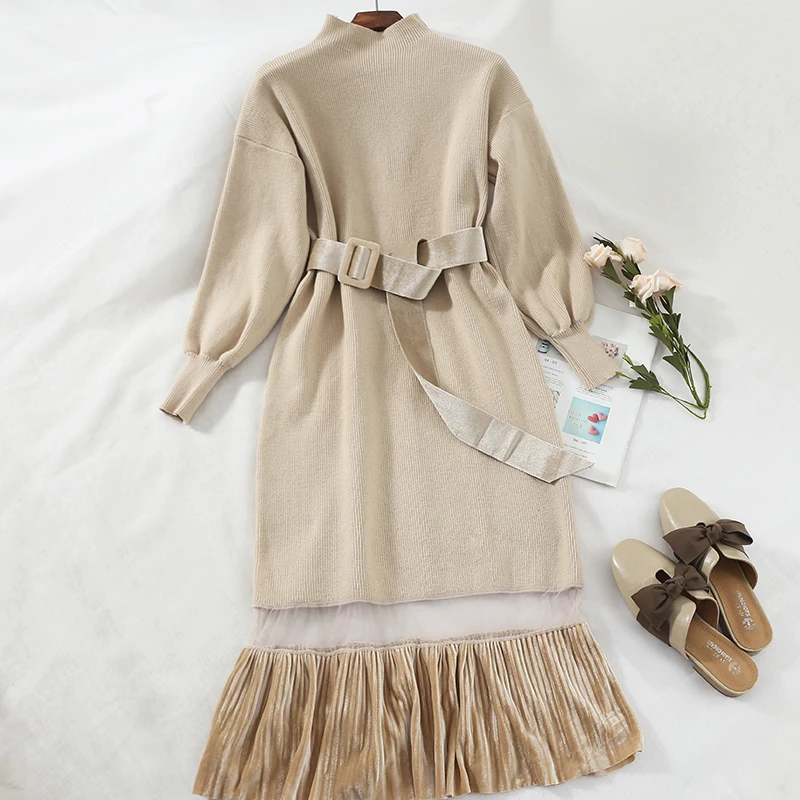 Весенне осеннее платье свитер костюм для женщин 2020 вязанные женские платья