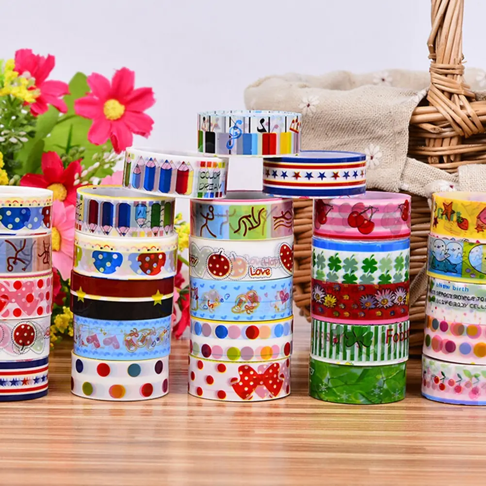 10Pcs Kawaii Lovely Cartoon Paper Scrapbooking Decorative Tape Adhesive Sticker Roll Random Pattern Wholesale | Дом и сад