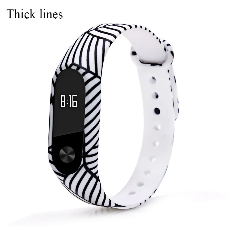 Thick Lines BOORUI mi band 2 ремешок pulsera силиконовый pulseira band2 ремешок на запястье Замена для xiaomi mi 2 умный Браслет напульсники - Цвет: Thick Lines