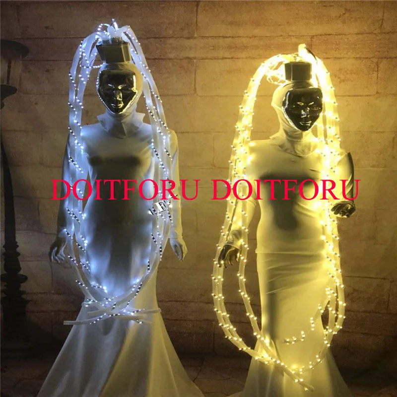 Костюмы для бальных танцев светодиодный костюм одежда сцены подиума певицы