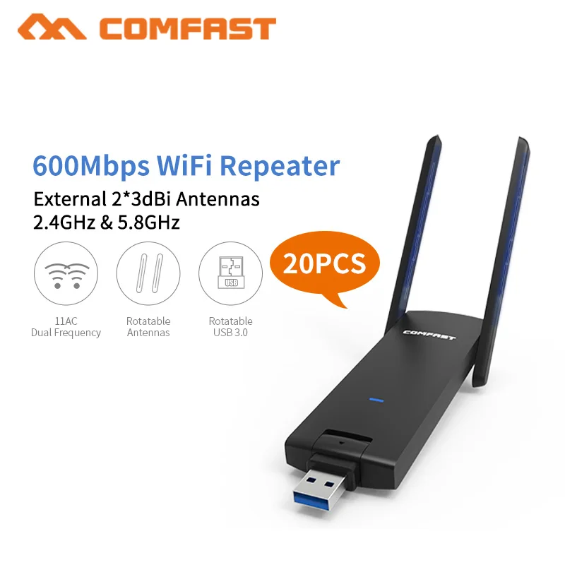 20 шт. USB WiFi усилитель Универсальный Repitidor Wi Fi адаптер 2 Amplificador 600 Мбит/с Extende