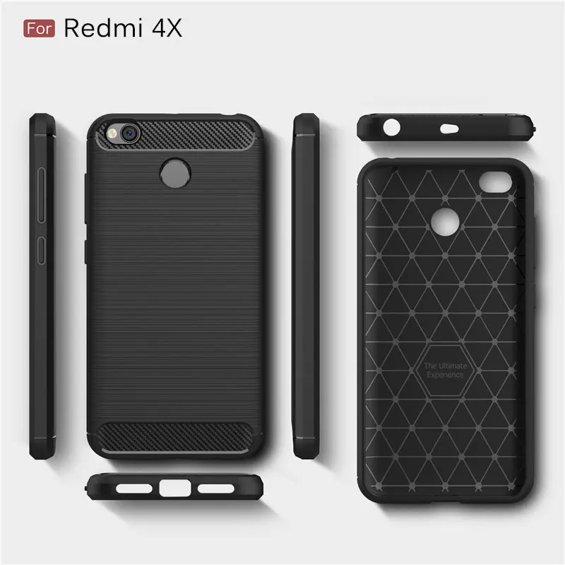 Для Xiaomi Redmi 4X чехол-бампер противоударный Мягкий ТПУ силиконовый чехол карбоновый армированный чехол для Xiaomi Redmi 4X Pro