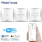 Умный настенный сенсорный выключатель с Wi-Fi, розетка европейского стандарта, 1 клавиша, стеклянная панель, дистанционное управление через приложение, работает с Google Home и Alexa for Smart Life