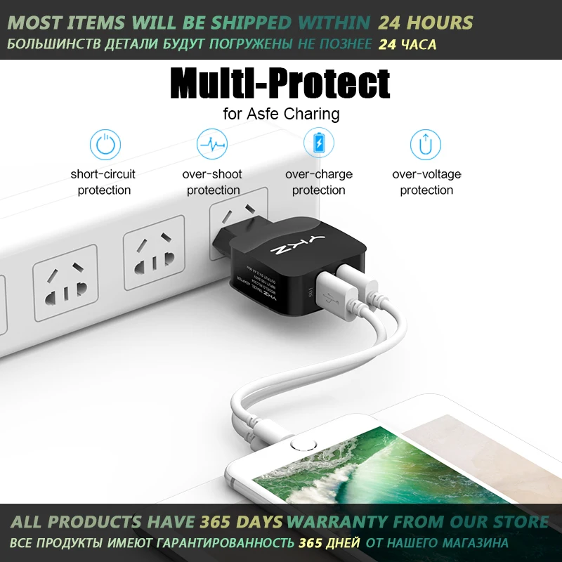 YKZ универсальное двойное USB зарядное устройство EU US настенное для мобильного