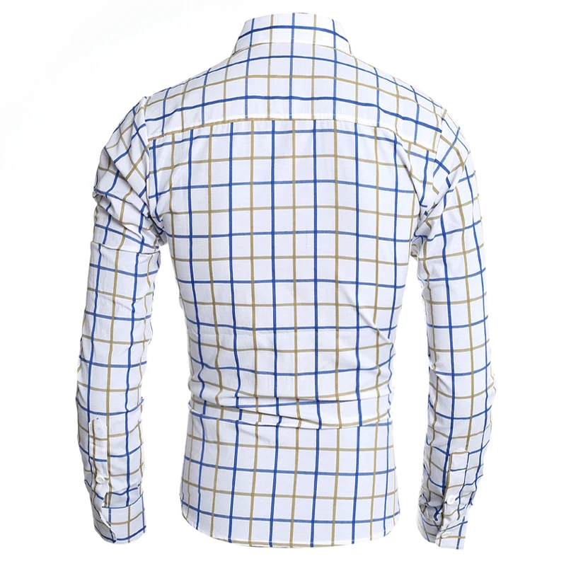 Рубашки повседневная мужской Slim Fit в хит Цвет плед мужские Camisas 2 вида цветов
