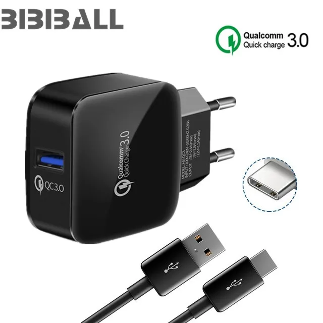 Быстрое зарядное устройство QC3.0 18 Вт быстрое USB C для Samsung Galaxy S9 + S8 Plus Note 8 Tab S3 T820 T825 A3