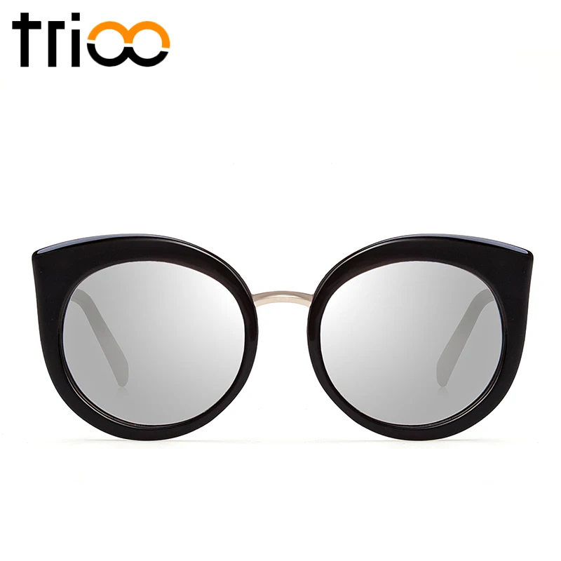 Trioo UV400 защиты дамы кошачий глаз солнцезащитные очки негабаритных Круглый кот Óculos de sol градиент объектив высокой моды люнет de soleil - Цвет линз: 003