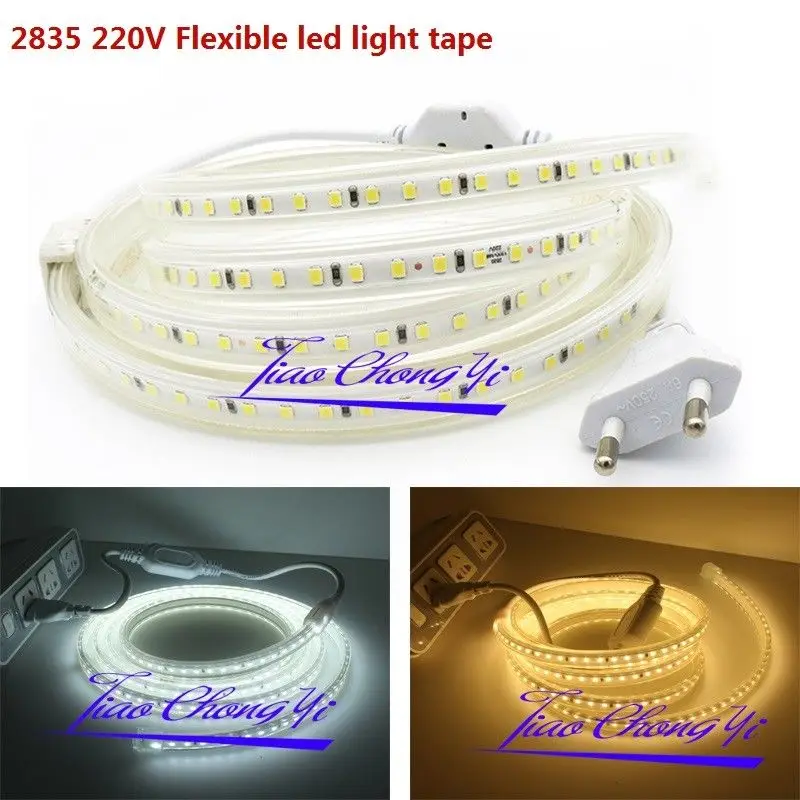 1 м 20 Водонепроницаемая SMD 5050 Светодиодная лента 220В 230В 60leds/M гибкая веревка