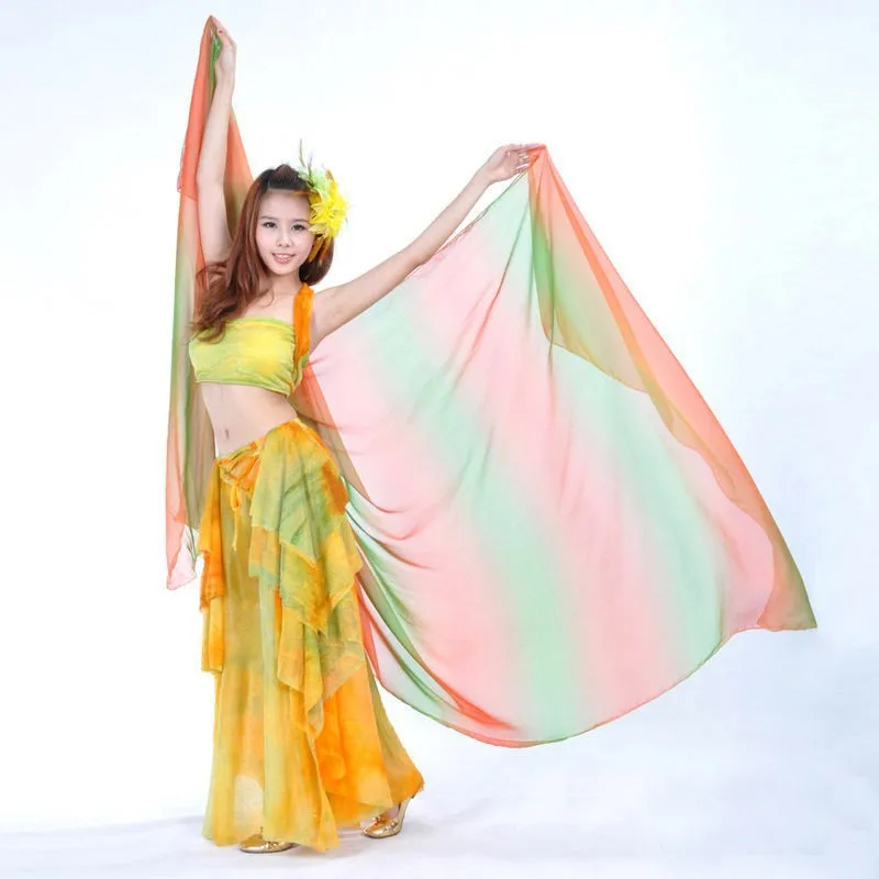 Женский платок для танца живота шелковая шаль с градиентом Размер 250*120 см 18