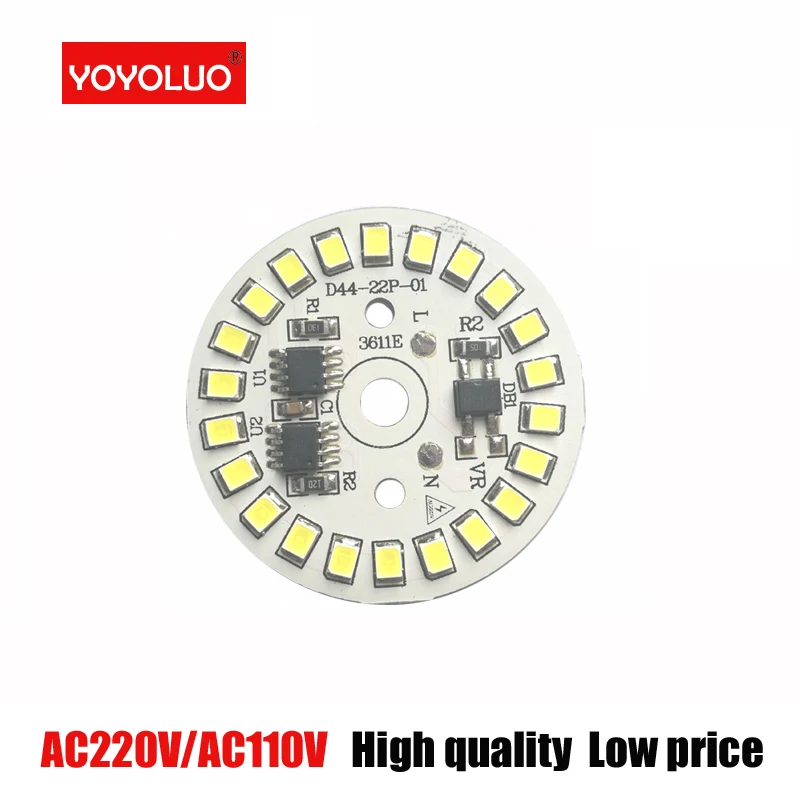 SMD2835 светодиодный светильник с чипом AC110V Smart IC power DIY AC220V 5 Вт 7 Вт 9 Вт 12 Вт 15 Вт Светодиодный светильник для внутреннего прожектора белый/теплый белый