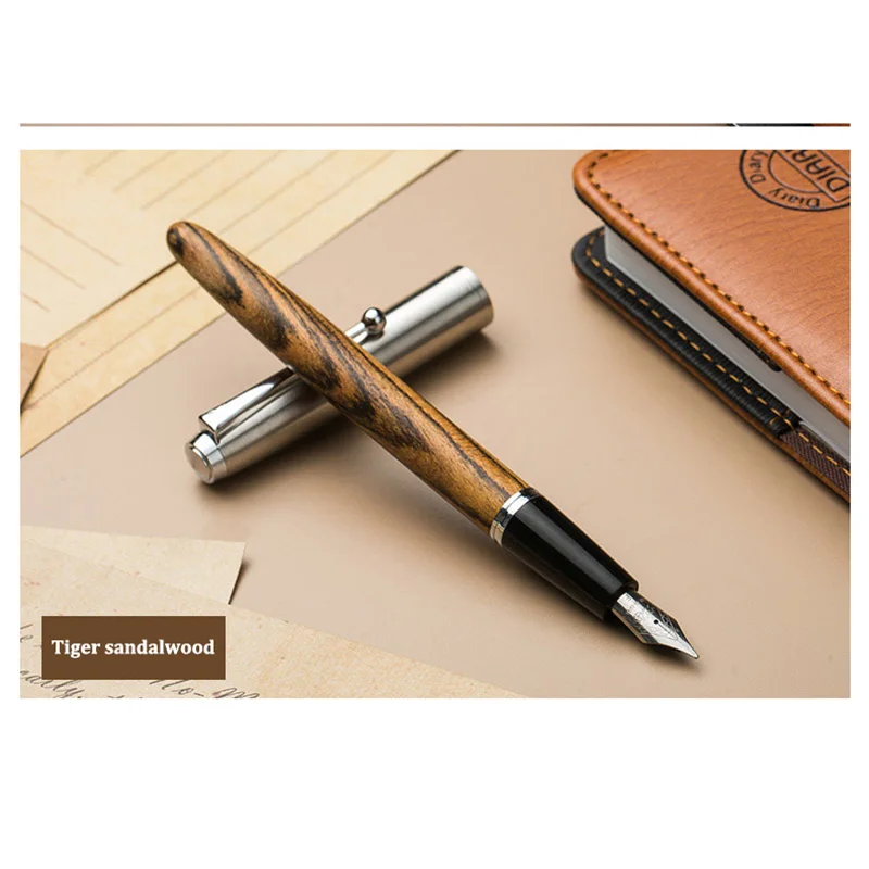 Tiger sandalwood 0.5 Высокое качество Jinhao 51A винтажная деревянная авторучка 0,5 мм 0,38 мм Тонкий перо каллиграфия ручки школьные офисные принадлежности Caneta - Цвет: Tiger sandalwood 0.5