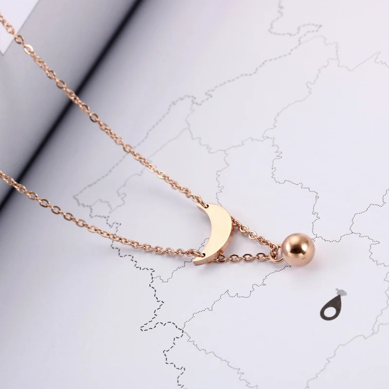 Новое прибытие 18 + 2 дюймов розового золота Moon Форма Цепочки и ожерелья Jewelry