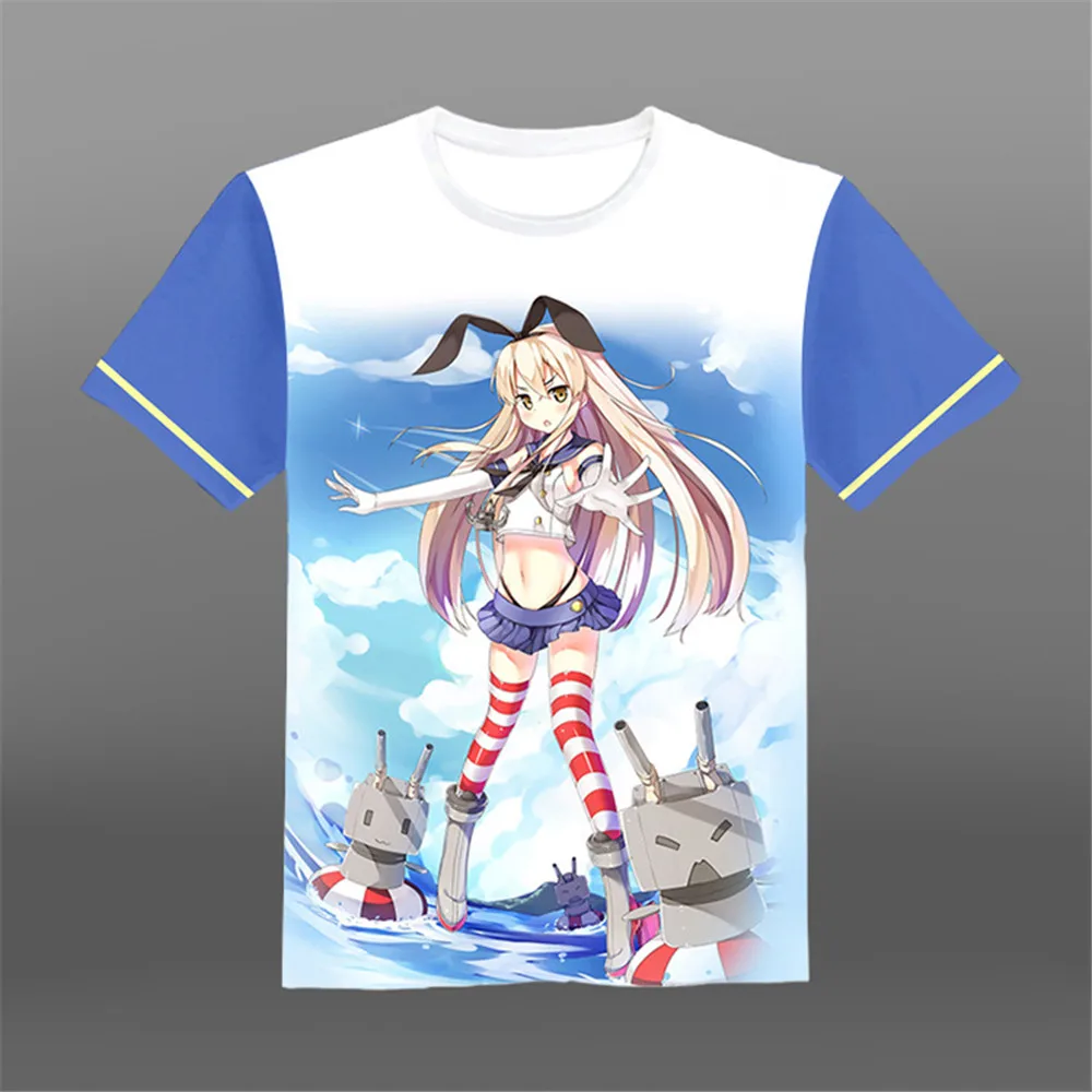 Игры Kantai коллекция футболок Kongo Shimakaze Amatsukaze Yukikaze Косплей Футболка с принтом
