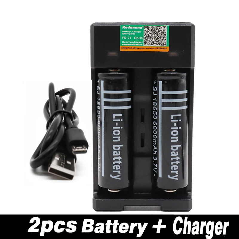 3.7V 18650 batttery 6000mah Li-ion Rechargeable Battery For Emergency lighting portable Device Free Ship and USB charger | Электроника