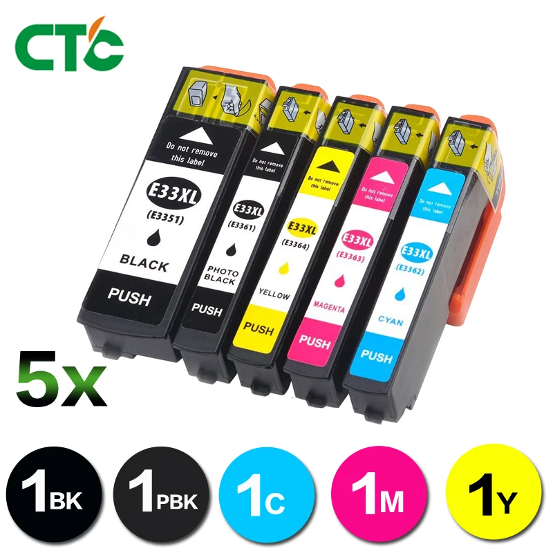 5PK 33XL совместимый чернильный картридж для принтера Epson XP-530 XP-630 XP-830 XP-635 XP-540 XP-640 XP-645