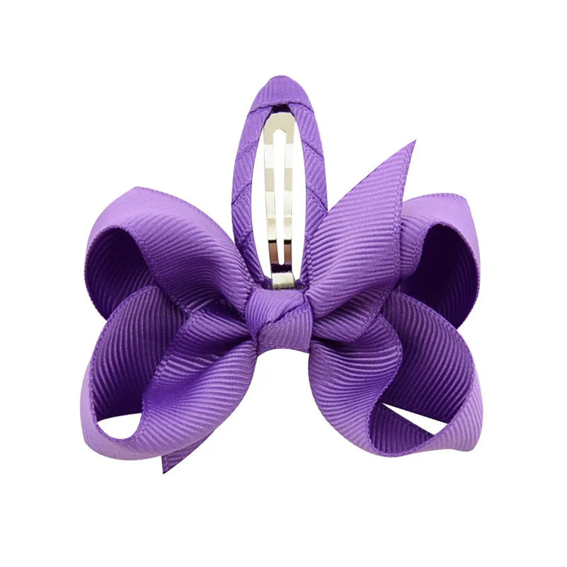 5 Purple 20 цветов, 2,75 дюймовая атласная лента, бант, аксессуары для волос, для девочек, детские шпильки, ручная работа, однотонные банты для волос, заколки для волос, головные уборы - Цвет: 5 Purple
