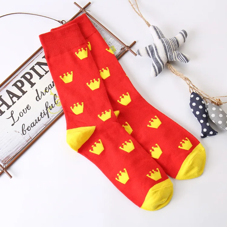 crown socks Новое поступление, высококачественные мужские носки из чесаного хлопка в горошек, Цветные фирменные дизайнерские Повседневные носки, новое Деловое платье - Цвет: crown socks