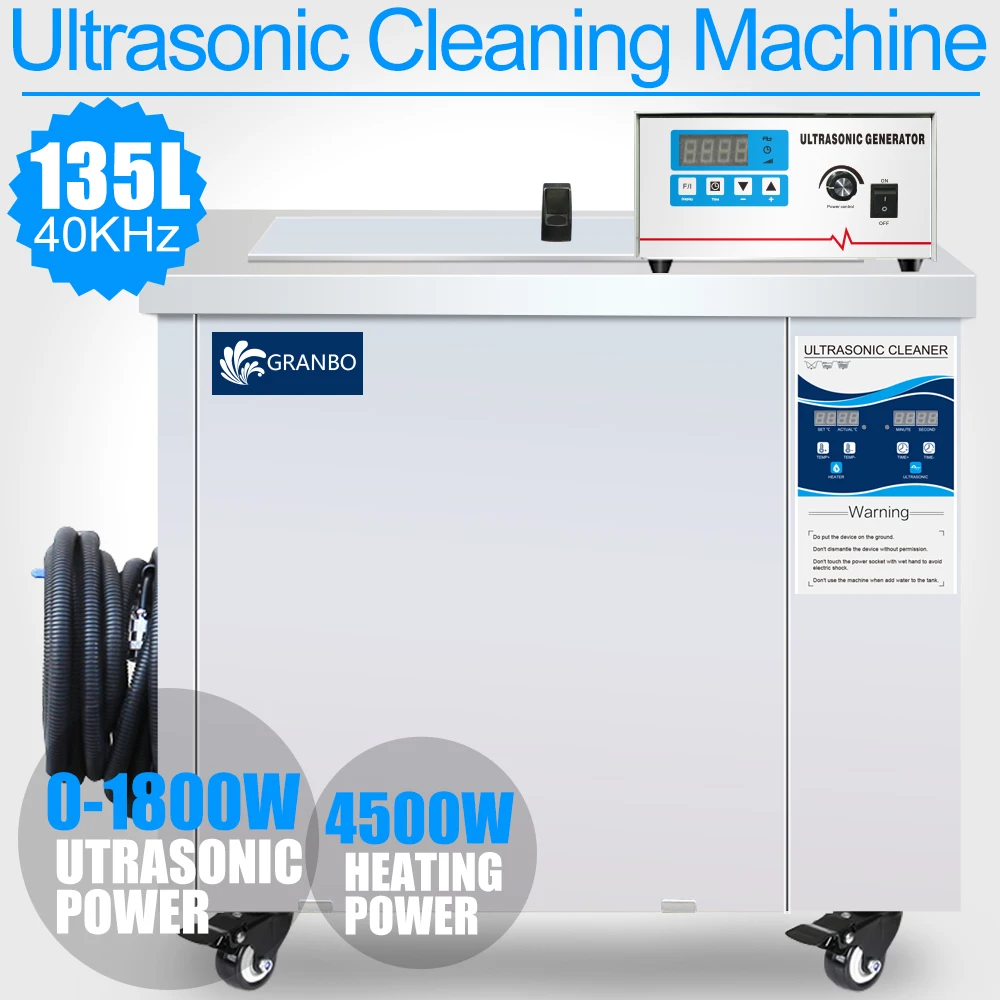 

135L Ultrasonic Cleaner SUS304 Bath 1800W 40KHZ Large Capacity Remove Oil Rust Industrial Parts Customized Cleaning Machine