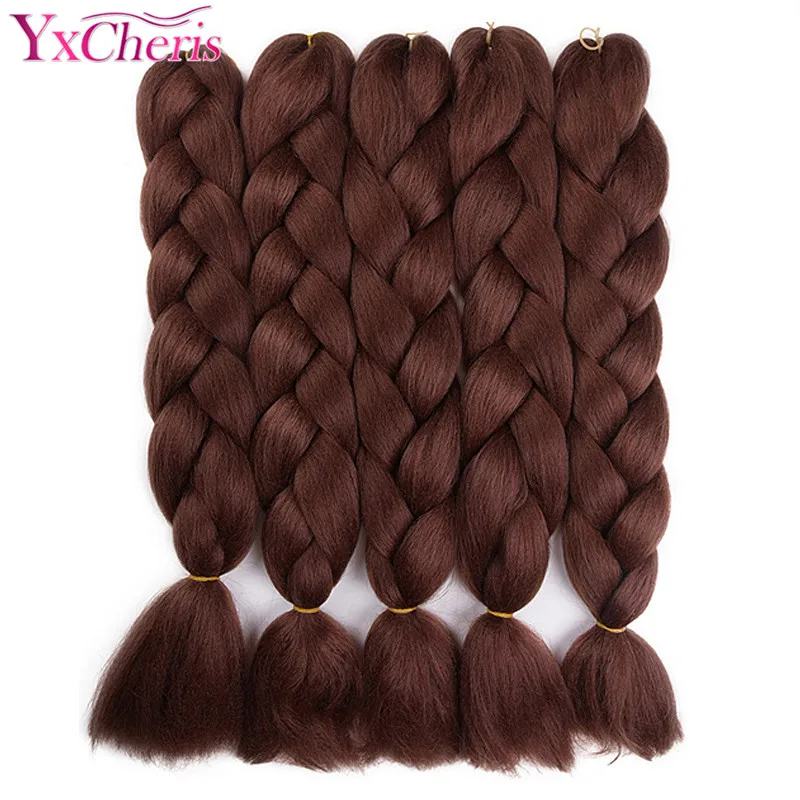 Kanekalon 24 дюймов 100 г Серый фиолетовый черный розовый чистый цвет синтетические