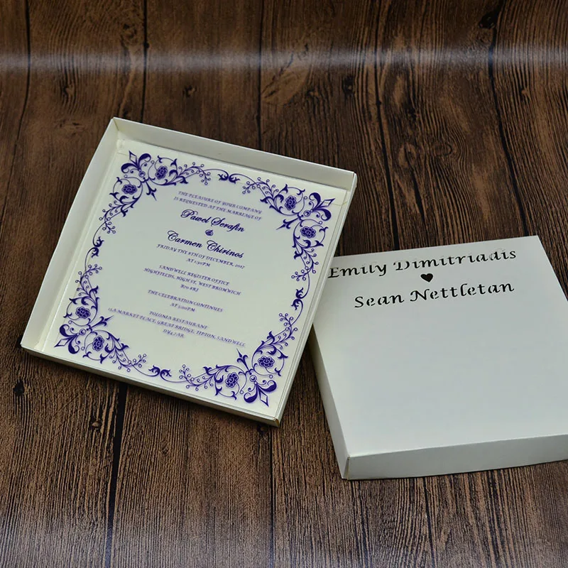 Wholesale cheap customized transparent acrylic wedding invitation card for wedding invitations