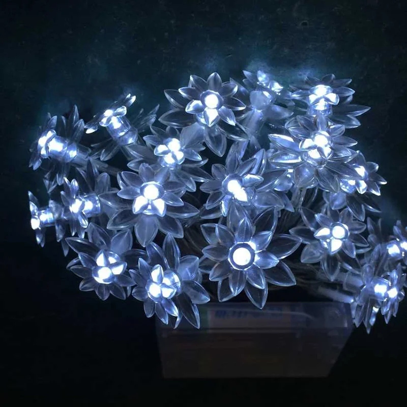 

10M 80LED Lamp Lotus Flowers Battery Operated Fairy Lights Decorative Lights for Christmas Wedding Decoration Garland lighting