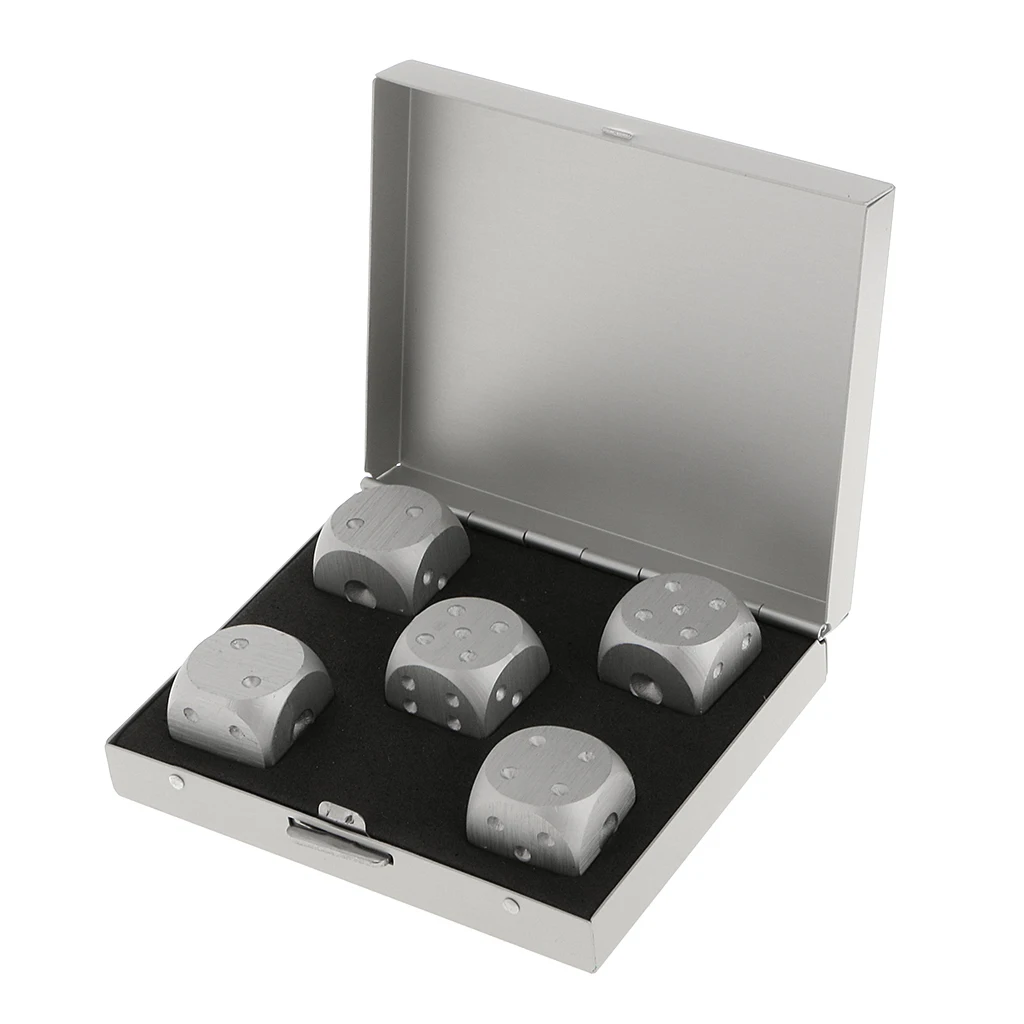 Набор из 5 алюминиевых сплавов шестигранные Квадратные Серебряные игровые кости