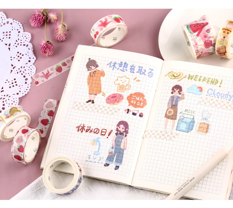 Afternoon tea фрукт закуска/милые девушки дневник лента для декорации Washi "сделай сам" Скрапбукинг изоляционная лента kawaii
