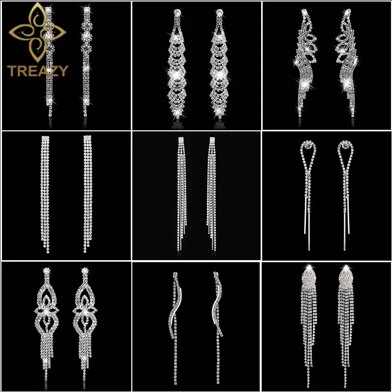 TREAZY 2020 модные длинные серьги с кристаллами для женщин ювелирные изделия