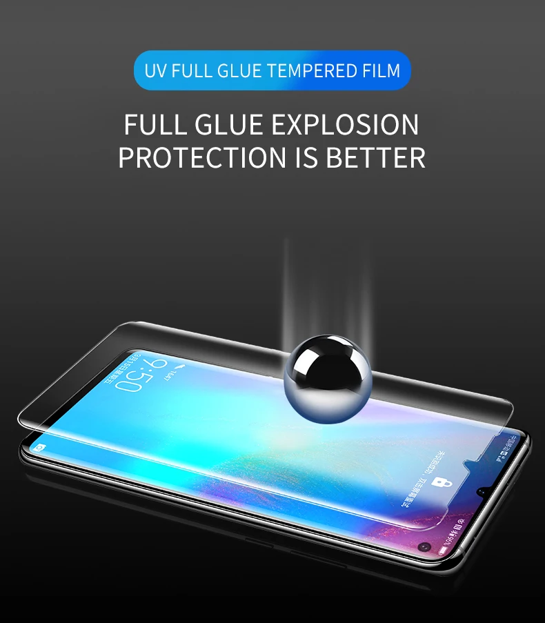 Лучшее Защитное стекло для экрана для huawei p30 pro P30pro, закаленное УФ-стекло, полностью приклеиваемое к краям, светильник из закаленного стекла