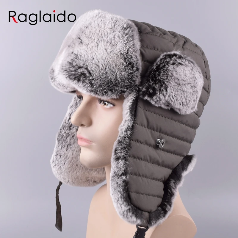Raglaido шапки ушанки из меха уха-клапаном мужская куртка-бомбер шапки зимние русский Панама Авиатор Hat LQ11200-R