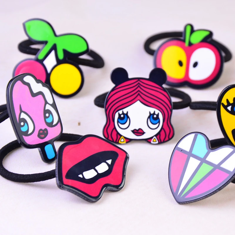 5 шт./лот DIY милые граффити Love Heart Lucky Star повязки для волос с эластичной лентой