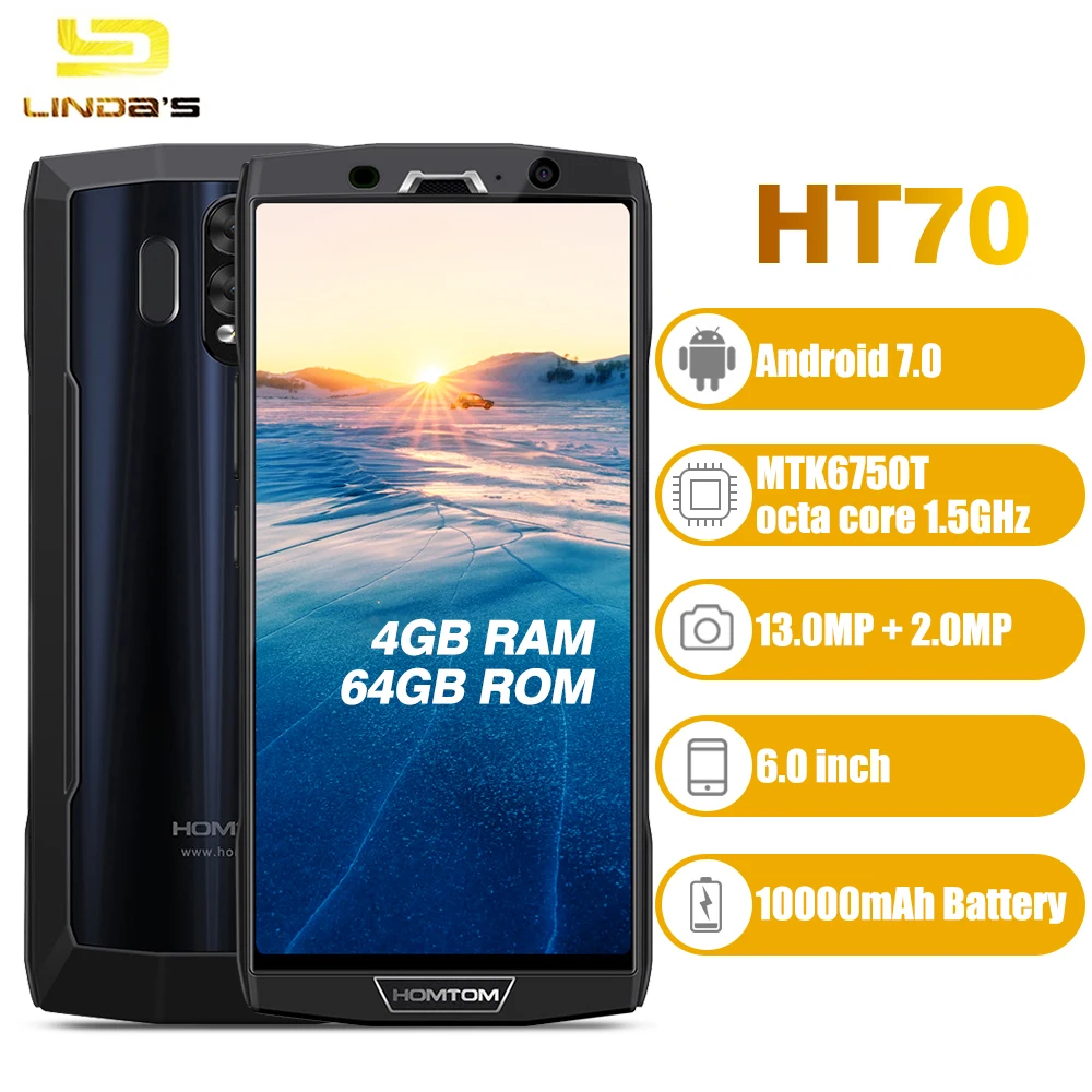HOMTOM HT70 4 г мобильные телефоны 6 0 дюймов Android 7 MTK6750T Octa Core Смартфон Гб 64 13.0MP 10000 мАч OTG