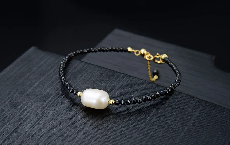 ORSA JEWELS настоящие женские пресноводные жемчужины неправильной формы Черный шпинель браслет серебро 925 красивые стильные ювелирные изделия SB48-B