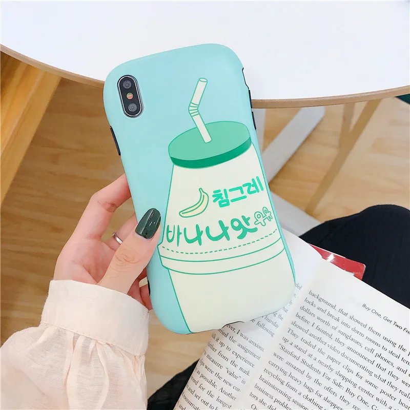 Kuutti Squishy Cute Korean Strawberry Bottle Printing Curve Phone Cases for iPhone 6 6s 7 8 Plus X XR XS Max Cover iphone xr |