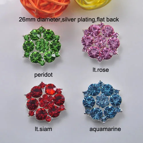 (L0101) free shipping wholesales 50 pcs/lot light pink crystals 26mm stunning rhinestone button flat back four colors | Дом и сад