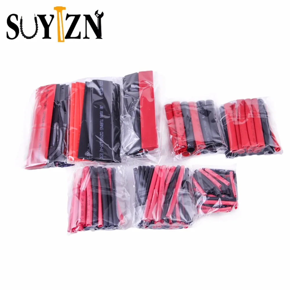 Красные черные термоусадочные трубки 150 шт./пакет полиолефин Термоусадочная